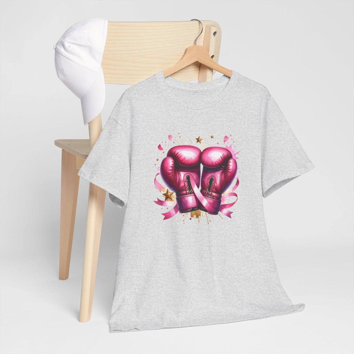 The Fighter Pink Ribbon Boxing Gloves T-Shirt | Breast Cancer Awareness Tee