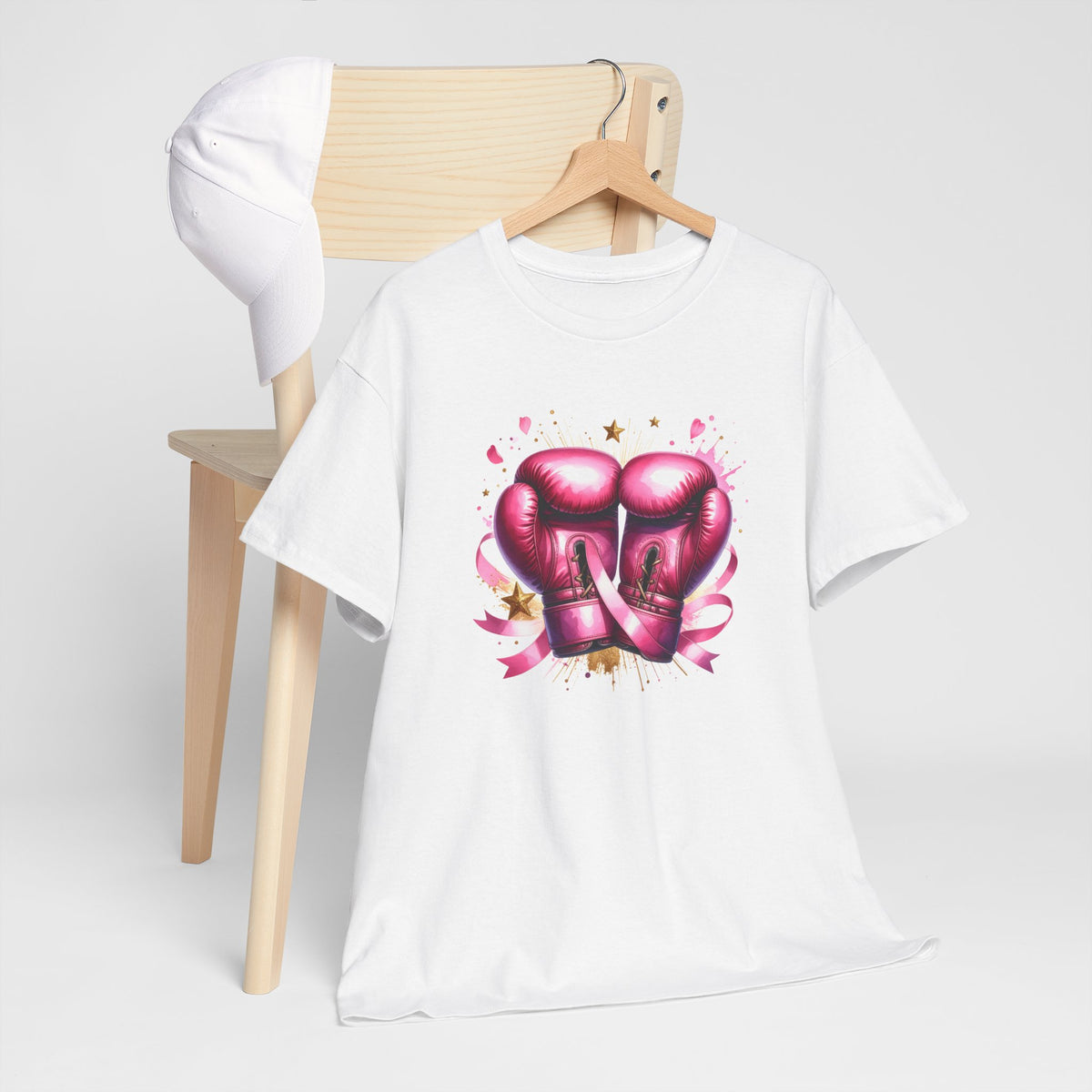 The Fighter Pink Ribbon Boxing Gloves T-Shirt | Breast Cancer Awareness Tee