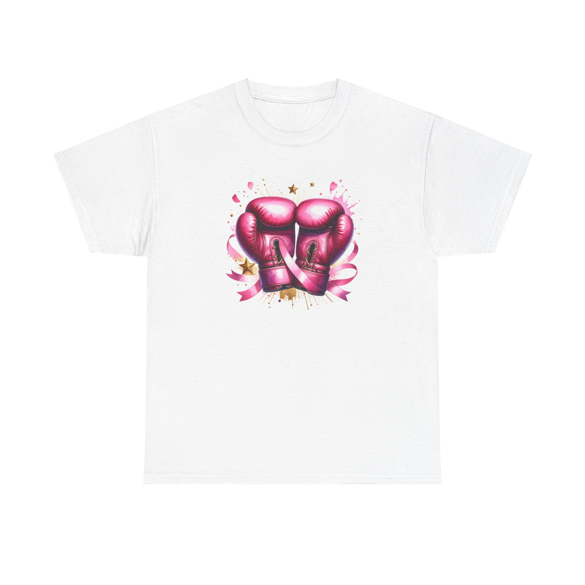 The Fighter Pink Ribbon Boxing Gloves T-Shirt | Breast Cancer Awareness Tee