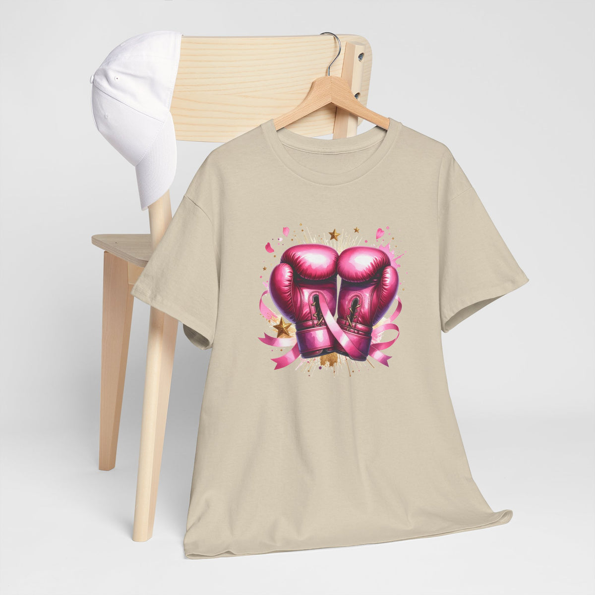 The Fighter Pink Ribbon Boxing Gloves T-Shirt | Breast Cancer Awareness Tee
