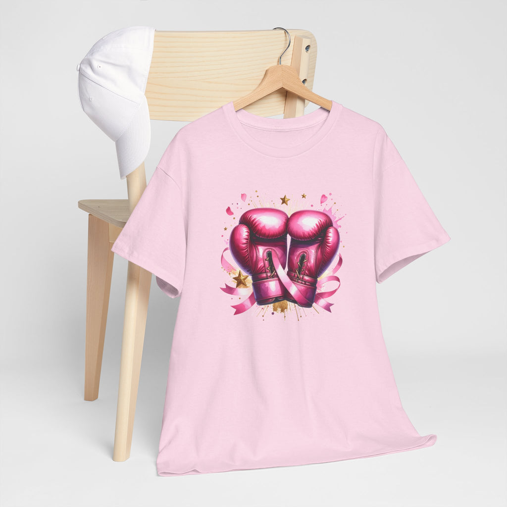 The Fighter Pink Ribbon Boxing Gloves T-Shirt | Breast Cancer Awareness Tee