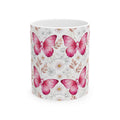 Pink Butterfly & Ribbon Breast Cancer Awareness Mug - Ceramic Mug, (11oz, 15oz)