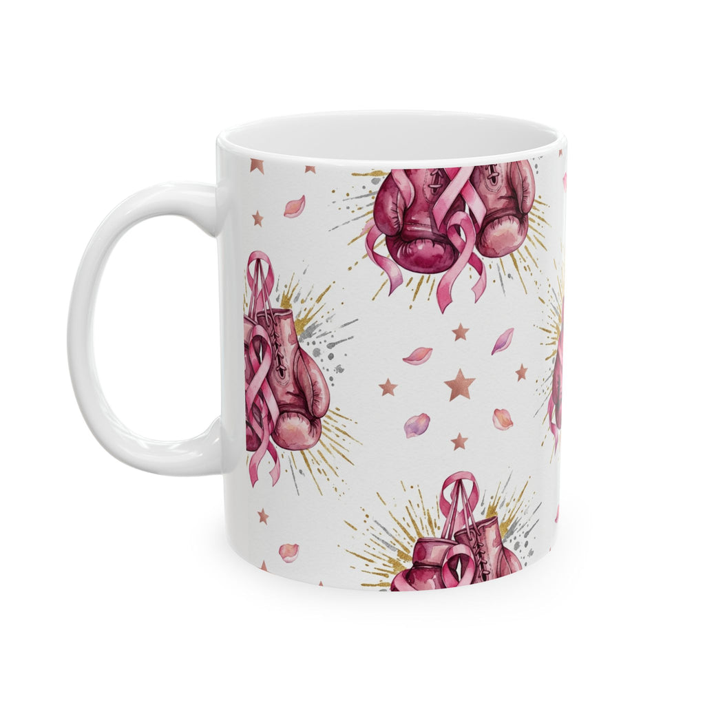 Pink Boxing Gloves Breast Cancer Awareness Mug - Ceramic Mug, (11oz, 15oz)