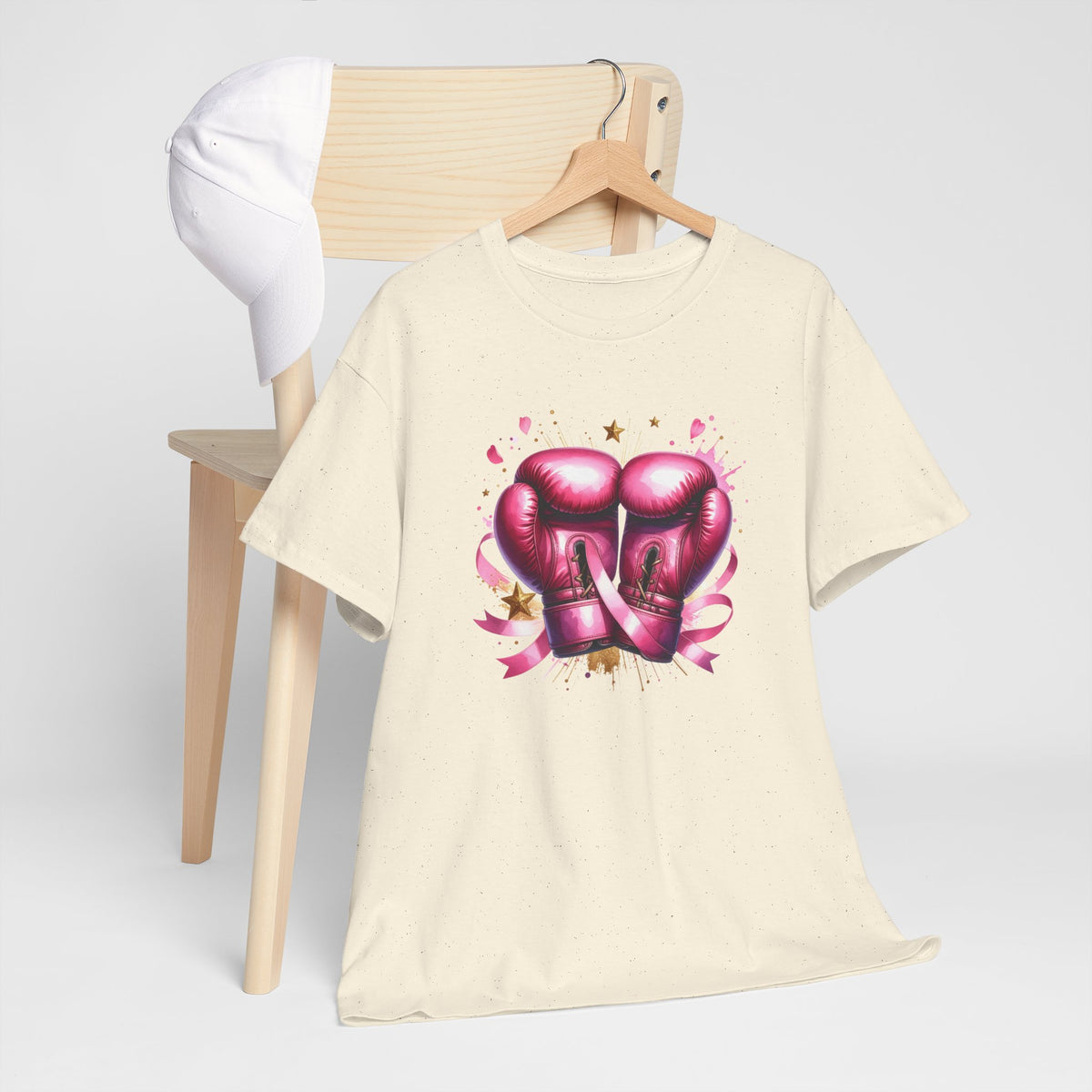 The Fighter Pink Ribbon Boxing Gloves T-Shirt | Breast Cancer Awareness Tee