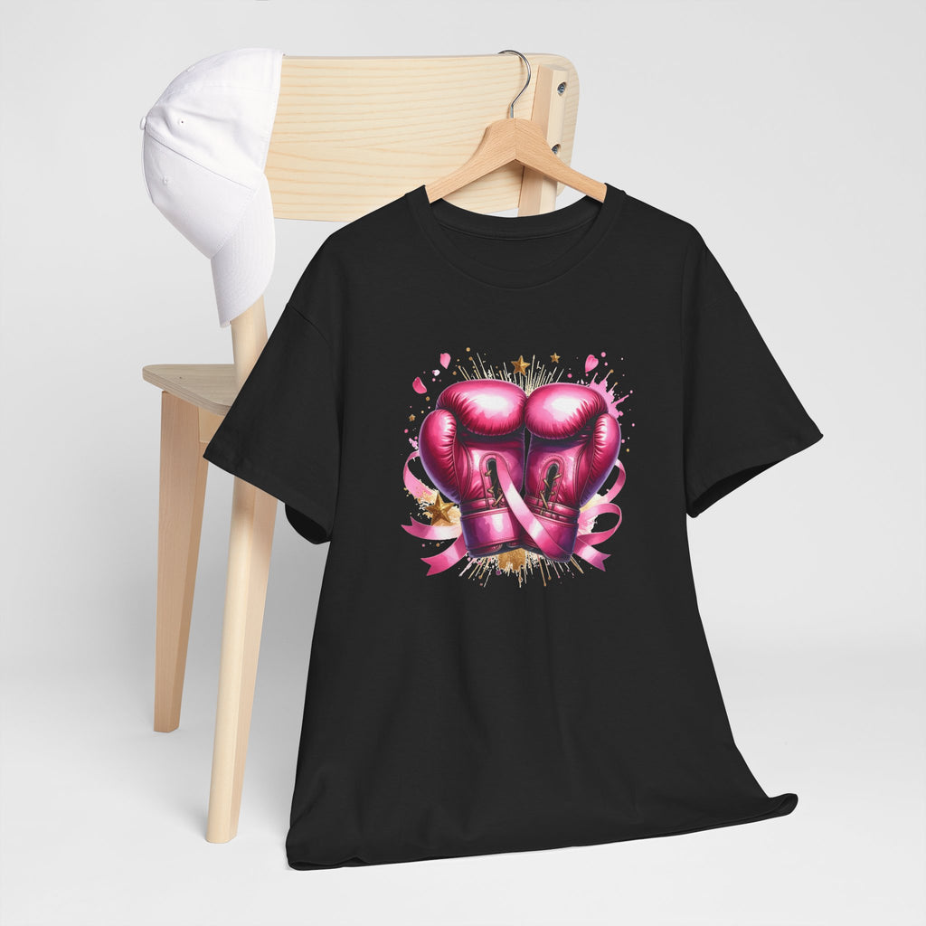The Fighter Pink Ribbon Boxing Gloves T-Shirt | Breast Cancer Awareness Tee