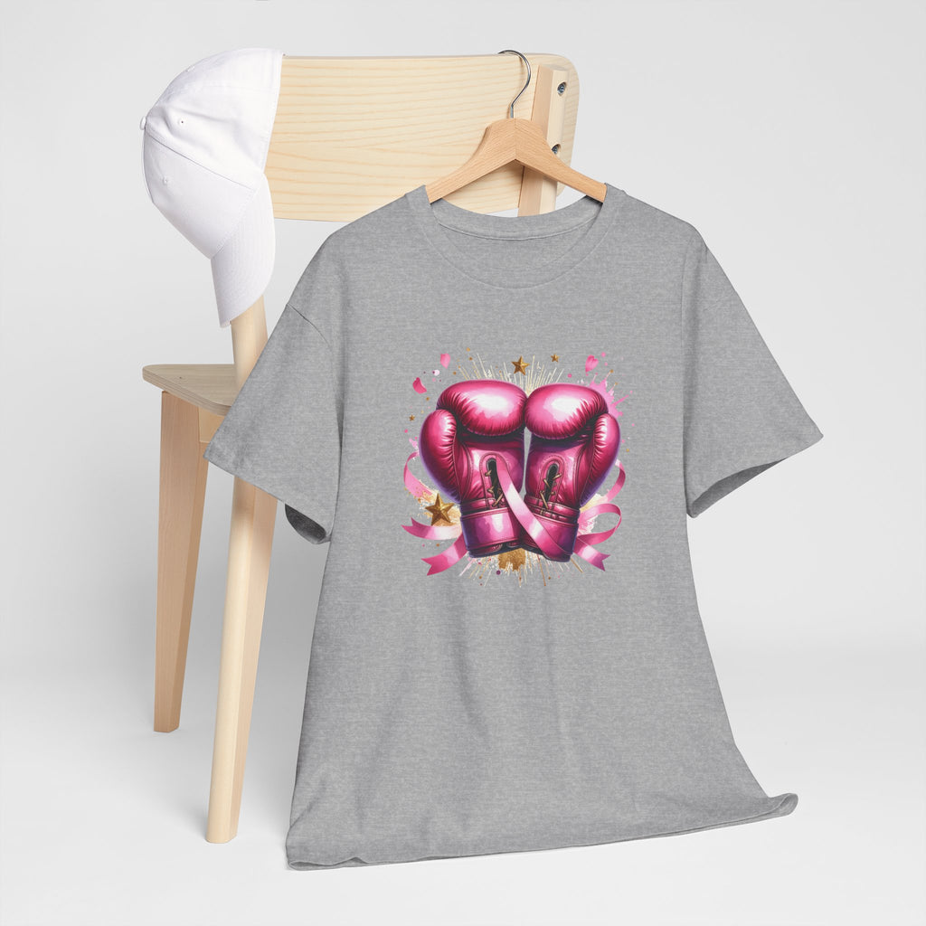The Fighter Pink Ribbon Boxing Gloves T-Shirt | Breast Cancer Awareness Tee