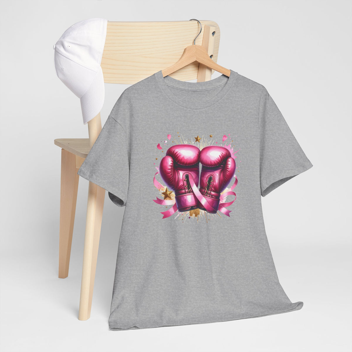 The Fighter Pink Ribbon Boxing Gloves T-Shirt | Breast Cancer Awareness Tee