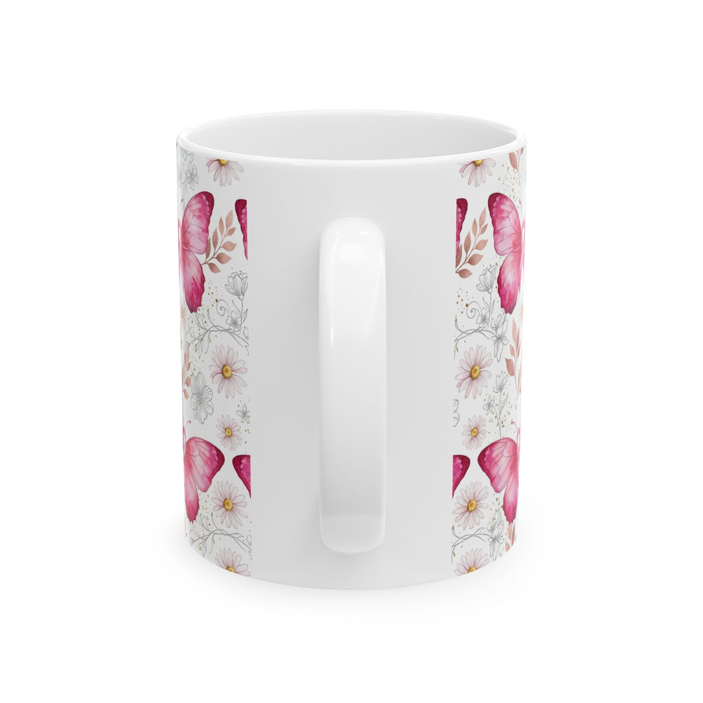 Pink Butterfly & Ribbon Breast Cancer Awareness Mug - Ceramic Mug, (11oz, 15oz)