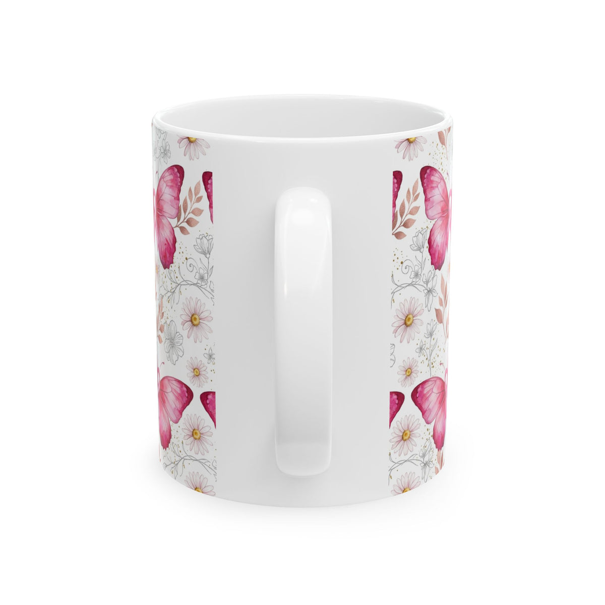 Pink Butterfly & Ribbon Breast Cancer Awareness Mug - Ceramic Mug, (11oz, 15oz)