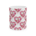 Heart Pink Ribbon Floral Breast Cancer Awareness Mug - Ceramic Mug, (11oz, 15oz)