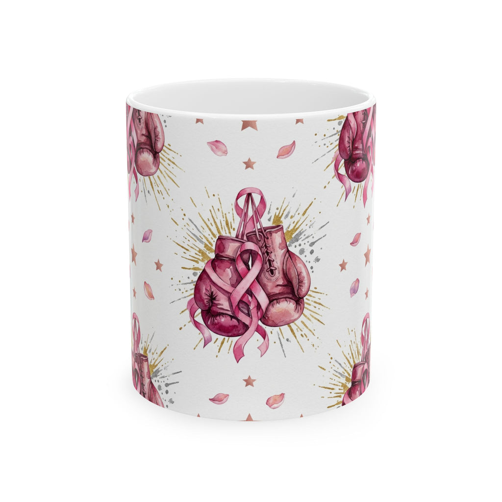 Pink Boxing Gloves Breast Cancer Awareness Mug - Ceramic Mug, (11oz, 15oz)