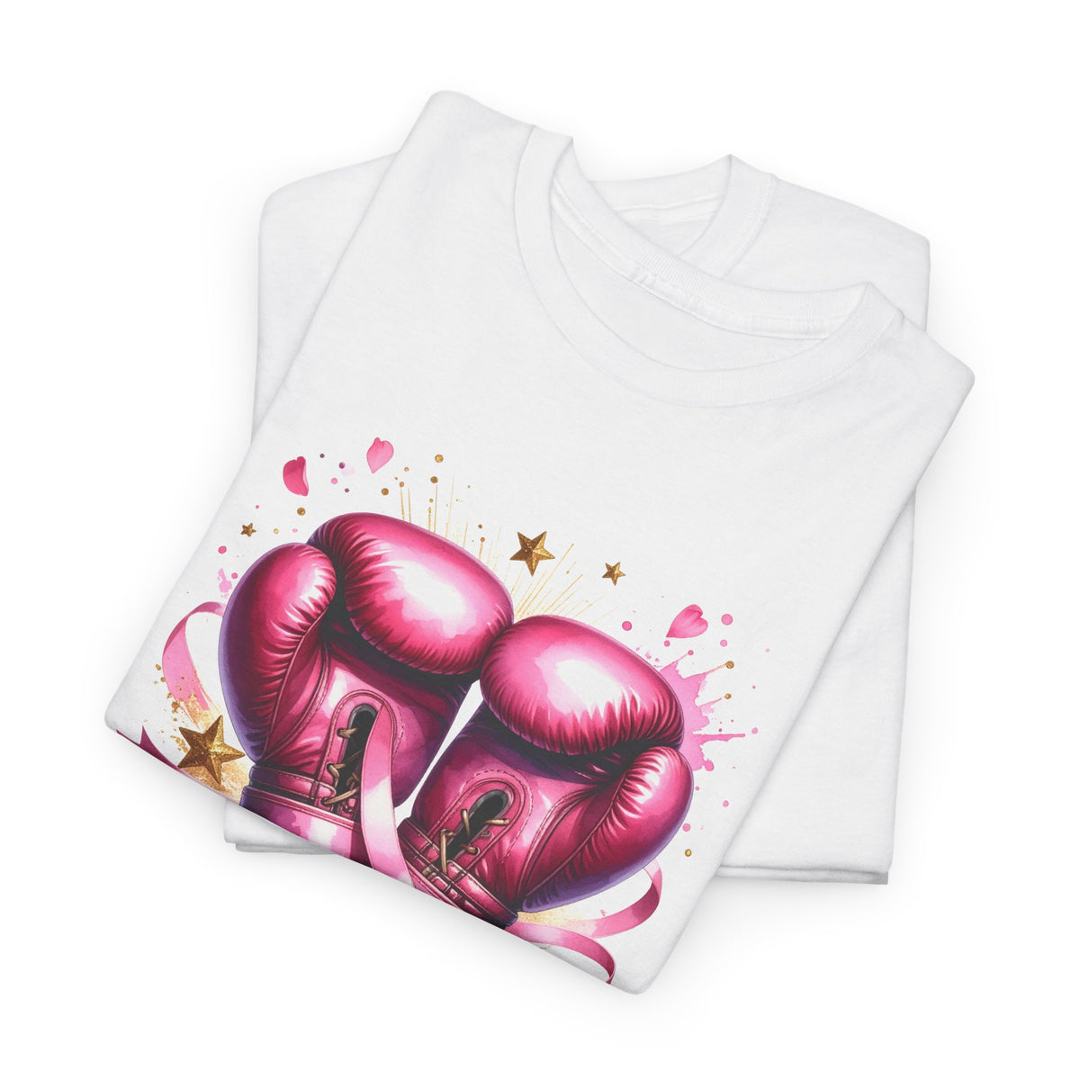 The Fighter Pink Ribbon Boxing Gloves T-Shirt | Breast Cancer Awareness Tee